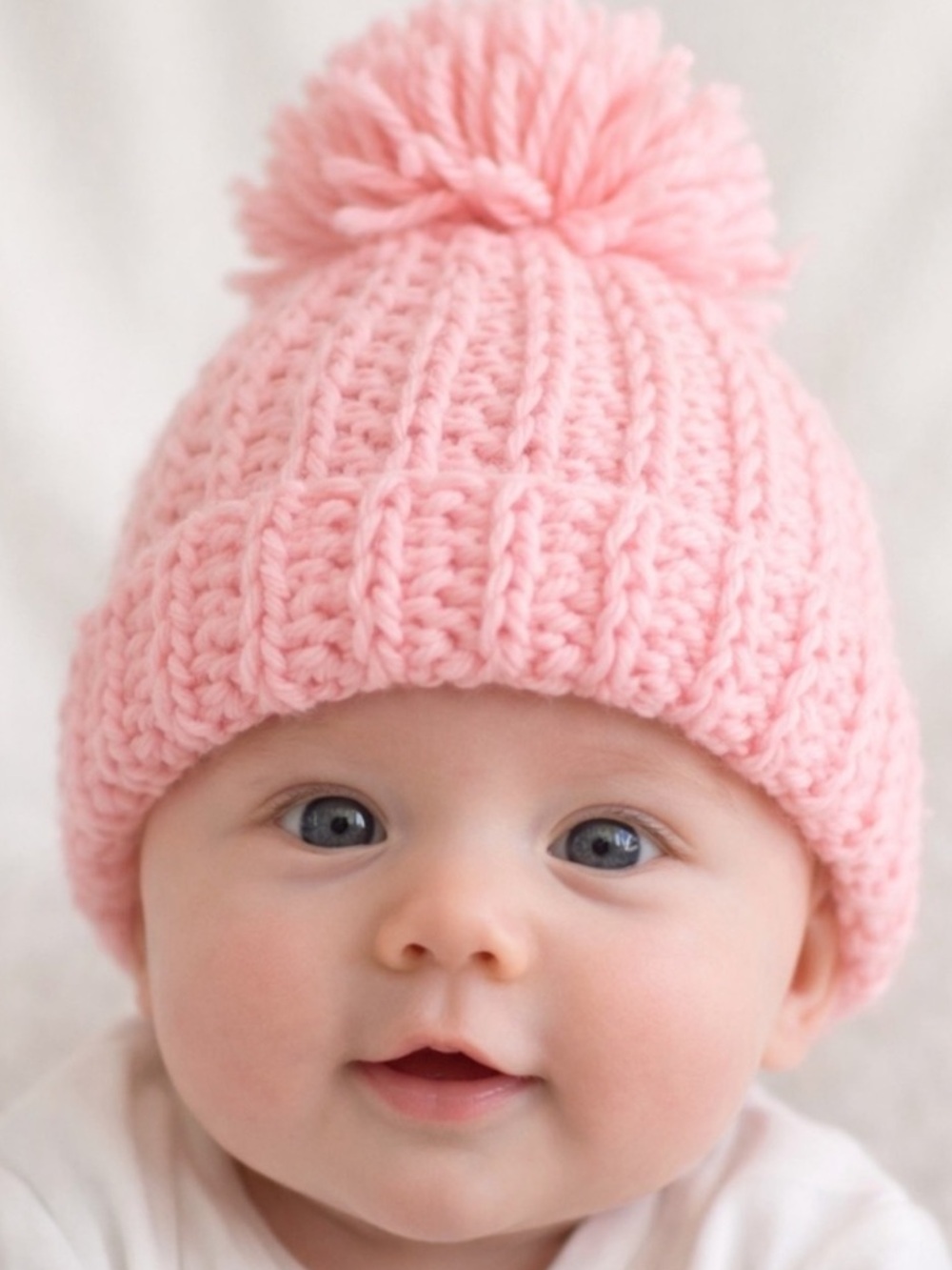 Handmade crochet beanie with pom